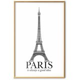  Plakat - Paris Is Always a Good Idea 29.7x42 Zlatni okvir | shoptok.hr