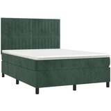 vidaXL Krevet s oprugama i madracem tamnozeleni 140x190 cm baršunasti | shoptok.hr