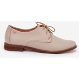 Zazoo Women's Leather Elegant Lace-Up Shoes 4238 Beige | shoptok.hr
