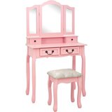 vidaXL Mizica za ličenje s stolčkom roza 80x69x141 cm les pavlovnije | Shoptok.si