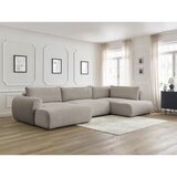 Bobochic Paris svetlo siva/bež raztegljiva kotna sedežna garnitura iz rebrastega žameta (levi kot/v obliki črke "u") lucien | Shoptok.si