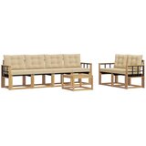 vidaXL Zunanja garnitura za sedenje z blazino 7 pcs Bela in bež, (5000272521) | Shoptok.si