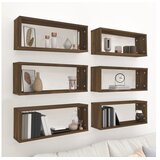 Kockaste zidne police 6 kom smeđi hrast 60 x 15 x 23 cm drvene | shoptok.hr