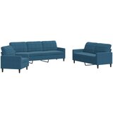 vidaXL 3-dijelni set sofa s jastucima plavi baršunasti Cijene