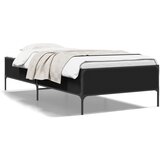 Maison Chic Posteljni okvir - Enojna postelja - Postelja za odrasle črn 75x190 cm inženirski les in kovina-J13906, (21773954) | Shoptok.si