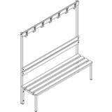 eurokraft basic Garderobna klop iz bukve, enostranska, z naslonom, VxG 1700 x 430 mm, dolžina 1000 mm | Shoptok.si