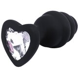 Fantasy Analni dildo sa dijamantom, Rebrasti, Silikonski, 7cm, Crni Cene