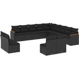  13-dijelni set vrtnih sofa s jastucima poliratan crni | shoptok.hr