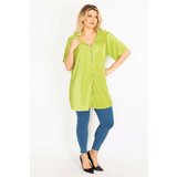 Şans Women's Plus Size Green Front Buttoned Blouse cene
