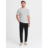 Ombre Men's chino pants with elastic waistband - black Cene