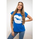 Kesi Blouse with lip print purple-blue | shoptok.hr