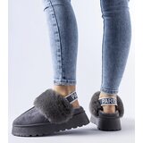 Gemre Grey insulated slippers with elastic band and fur Sangro | Shoptok.si