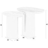 White Label Stranske mizice v kompletu 2 ks z mizno ploščo iz mangovega lesa 37x56 cm Bela – | Shoptok.si