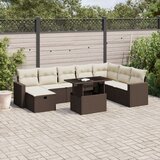 vidaXL 9-dijelni set vrtnih sofa s jastucima poliratan smeđi | shoptok.hr