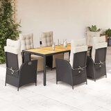 vidaXL 7-dijelni vrtni blagovaonski set s jastucima crni od poliratana | shoptok.hr