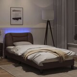  Okvir kreveta s LED svjetlima smeđi 90 x 200 cm od umjetne kože | shoptok.hr