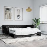 Dnevni krevet na razvlačenje crni 90 x 200 cm od umjetne kože | shoptok.hr