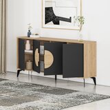Marckeric Crna/u prirodnoj boji niska komoda u dekoru hrasta 180x82 cm Vae – | shoptok.hr