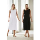Dewberry E2145 Set of Two Women Dresses-BLACK-WHITE