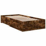 The Living Store Posteljni okvir s predali dimljen hrast 90x200 cm inž. les - Posteljni Okvir, (21527329) | Shoptok.si