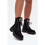 Boto Ankle Boots Workery With Jewelry Decoration Insulated Eco Suede Black Miryssa Cene