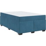 vidaXL Posteljni okvir z vzmetnico Temno modra 120 x 200 cm Žamet | Shoptok.si