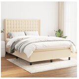 vidaXL Box spring postelja z vzmetnico krem 140x190 cm blago | Shoptok.si