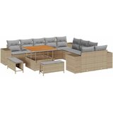 vidaXL Vrtna sedežna garnitura z blazino 13 pcs Bež poli ratan, (5000146026) | Shoptok.si