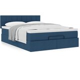 vidaXL Otomanski posteljni okvir z vzmetnico moder 140x200 cm blago | Shoptok.si