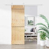  Klizna vrata Prirodna i bijela 70 x 210 cm Čvrsta borovina | shoptok.hr