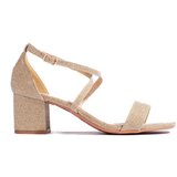 Shelvt Glitter gold heeled sandals | shoptok.hr