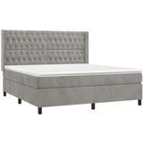 Box spring postelja z vzmetnico LED svetlo siva 160x200cm žamet, (20788797) | Shoptok.si