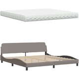  Krevet s madracem smeđesivi 200x200 cm od tkanine - Sivo-smeđa 200 x 200 cm | shoptok.hr