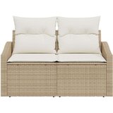  Dvosjedna vrtna sofa s prostorom za pohranu i jastucima bež poli ratan | shoptok.hr