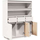 vidaXL Visoka omara bela 89x34x116,5 cm trdna borovina | Shoptok.si