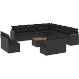  14-dijelni set vrtnih sofa s jastucima poliratan crni | shoptok.hr