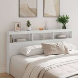 vidaXL Omarica za vzglavje postelje LED bela 200x17x102 cm | Shoptok.si