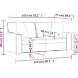  Dvosjed s ukrasnim jastucima sivi 140 cm od umjetne kože | shoptok.hr