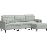  Trosjed s tabureom svjetlosivi 210 cm baršunasti | shoptok.hr