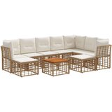  Zunanja garnitura za sedenje 10 pcs Naravna in krem bela, (5000270180) | Shoptok.si