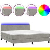 The Living Store Box spring postelja z vzmetnico LED svetlo siva 180x200cm žamet - Box Spring Postelja, (21488864) | Shoptok.si
