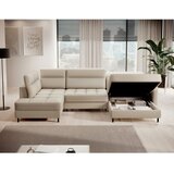 ELTAP Bež žametna raztegljiva/s prostorom za shranjevanje kotna sedežna garnitura (levi kot/v obliki črke "U") Berrto – | Shoptok.si