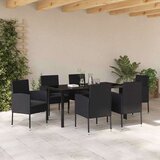  Vrtni set za objed s jastukom 7 pcs Crna poliratan | shoptok.hr