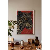 Wallxpert uramljena slika 115268, portret leoparda na crvenoj pozadini, 50 x 70 cm, beli ram | Eponuda.com