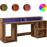 Maison Chic Pisalna miza - pisarniška miza - Računalniška miza z LED lučkami starinski les 200x55x91 cm inž. les, (21785141) Cene