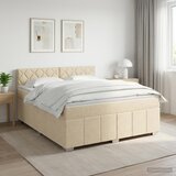  Boxspring krevet s madracem Krem 140 x 190 cm Tkanina Slike