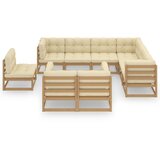 The Living Store Vrtna sedežna garnitura 9-delna z blazinami trdna borovina - Vrtna Sedežna Garnitura, (21421920) | Shoptok.si