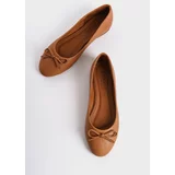 Capone Outfitters Women's Genuine Leather Bow Round Toe Flats