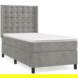 Box spring postelja z vzmetnico svetlo siva 80x200 cm žamet, (20790614) | Shoptok.si