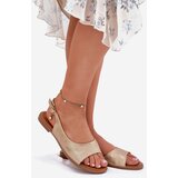 EVENTO Womens Sandals On Flat Heel Golden Weanise | Shoptok.si